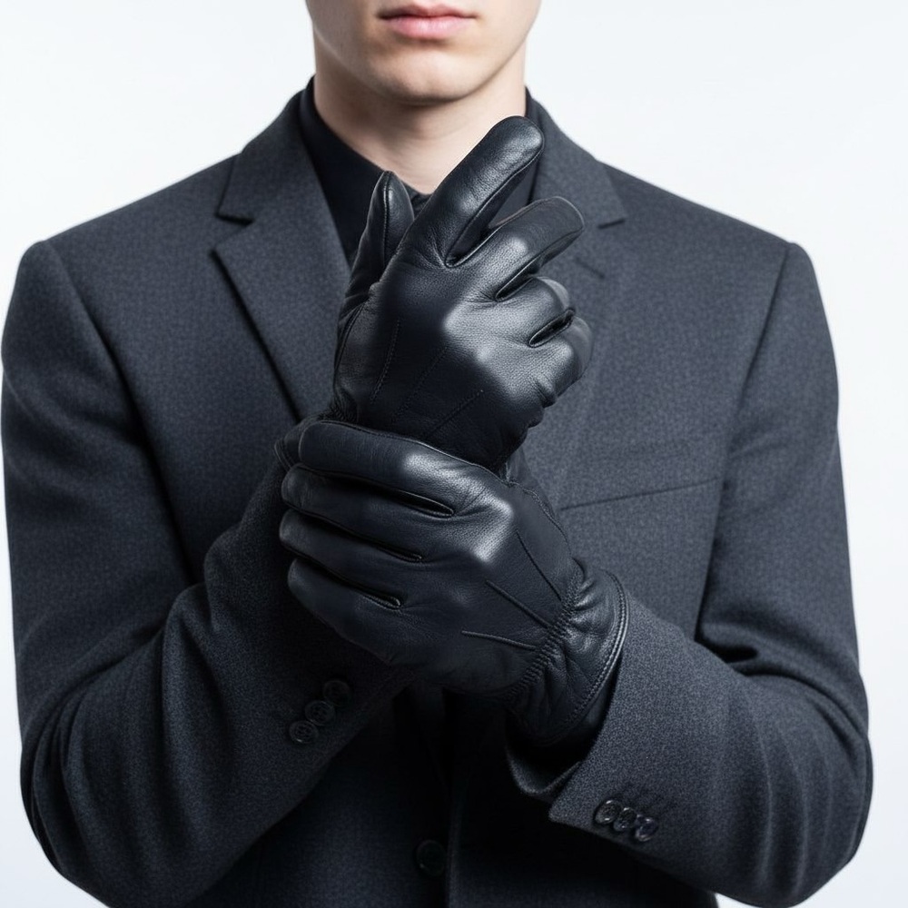 MARK'S WORKHOUSE BLACK LEATHER SHERPA LINED GLOVES MEN'S MEDIUM